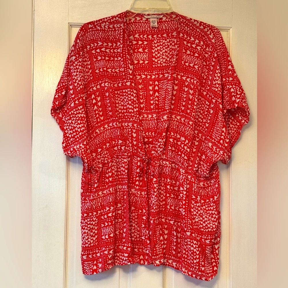 Victoria's Secret Red Heart Swim Coverup, One Size